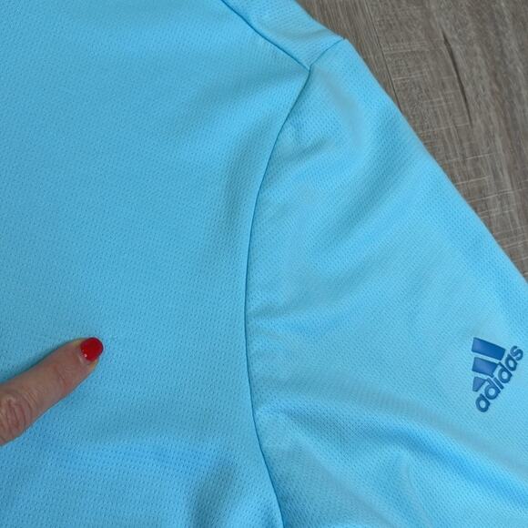 ADIDAS Men’s Light Blue Long Sleeve 1/4 Zip Pullover - Picture 7 of 8